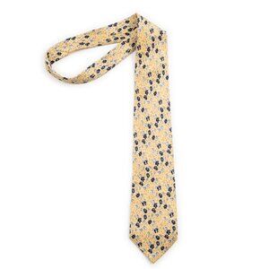 NAUTICA gold w/ blue floral print 100% silk neck tie